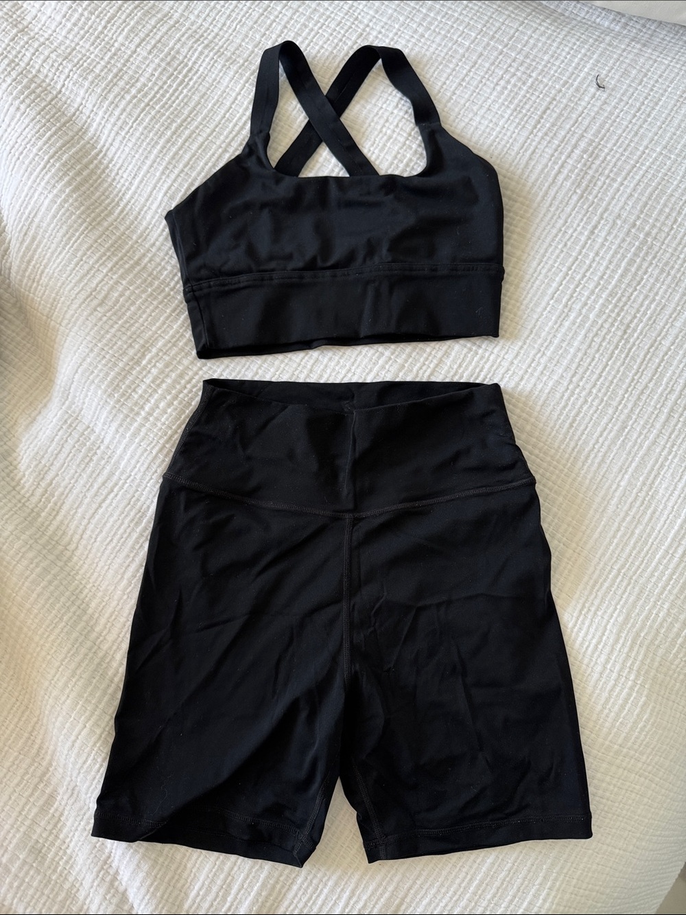 Koral Black Athletic Crop Top and High-Waist Bike Shorts Set